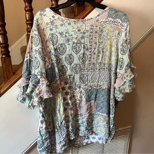 Gee Gee Pastel Colorful Floral Print Blouse Top Plus Size